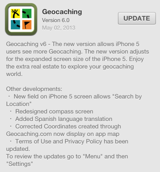 Geocaching6ios.png Geocaching version 6.0 ios
