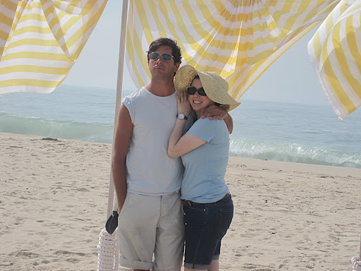 Anthony and I stand in as a mock bride and groom so we can review the perspective. The height was just right.