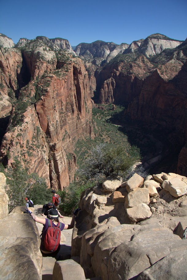 Renee Starting the Descent from Angels Landing