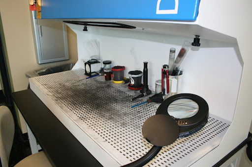 The first stage of fingerprint analysis within the Fingerprint Lab. (photo credit: James Mulvenon)