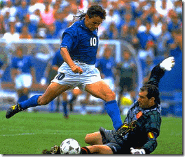 The Italian sensation Roberto Baggio in action