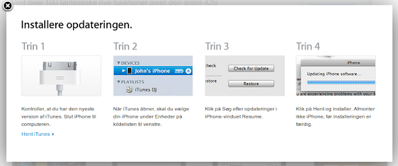 iPhone iOS 4 softwareopdatering vejledning