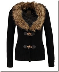 Khujo Black Faux Fur Collar Cardigan Khujo Black Faux Fur Collar Cardigan
