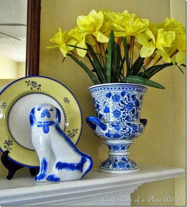 CONFESSIONS OF A PLATE ADDICT Blue and Yellow Spring Mantel CONFESSIONS OF A PLATE ADDICT Blue and Yellow Spring Mantel