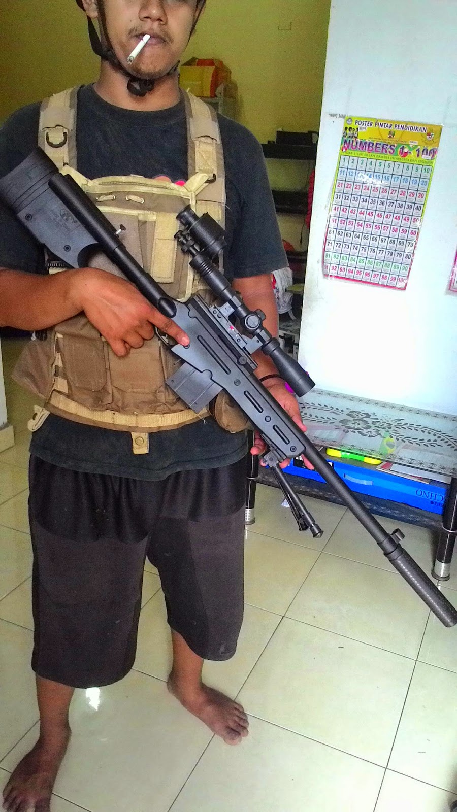 MODEL SENAPAN ANGIN Airsoft gun spring sniper l96 popor tarik