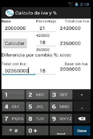 Calculadora de Iva y Base