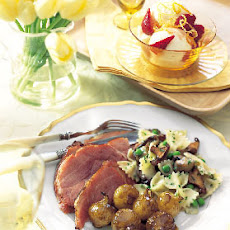 Balsamic- and Dijon-Glazed Ham with Roasted Pearl Onions