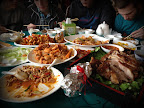 New Years Work Lunch. Included leg of lamb and a whole fish...so yummy!