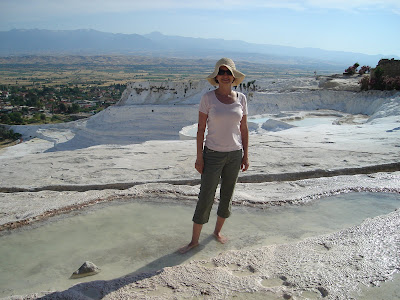 Day 8: Pamukkale; Ozlem enjoying the fascinating calcareous terraces