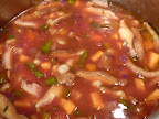 Add the broth and the remaining ingredients and cook until the flavors have blended.