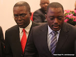 De droite à gauche, Le président de la RDC Joseph Kabila et le ministre des Finances Matata Ponyo, qui a présidé le caucus africain le 03/08/2011. Radio Okapi/ Ph. John Bompengo