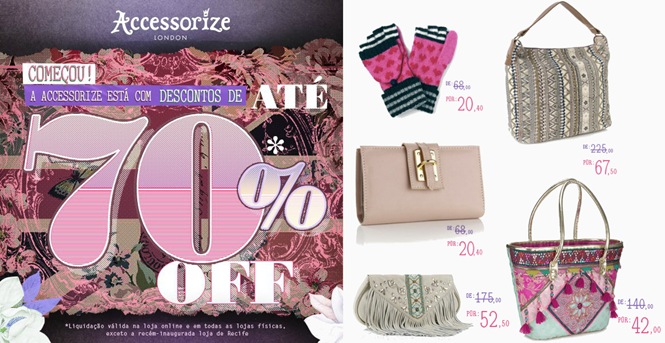 Accessorize com até 70% OFF na Liquidação de Inverno 2012. Accessorize liquidacao inverno 2012