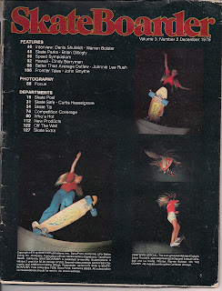 The inside cover (Table of contents cover section) of Skateboarder Magazine.