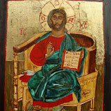 Jezus - Jadwiga Piżl; ikona techniką tradycyjną na drewnie; wymiary: 23,5x30cm; zamalowane boki.