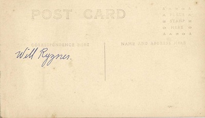 Postcard Will Ryzner from Jen back Postcard Will Ryzner from Jen back