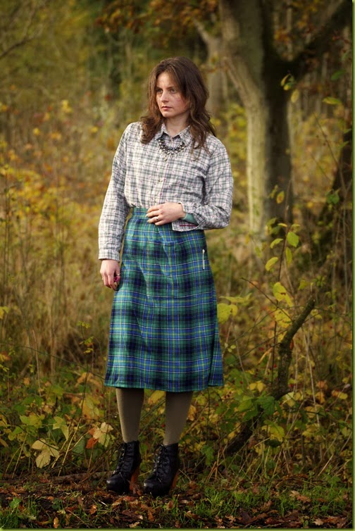 green tartan skirt