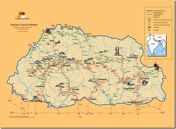 Bhutan-tourist-map