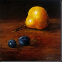 Pear and blue plums