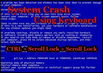 BSOD using Keyboard