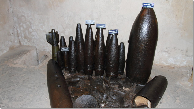 Shells made by Viet Cong displayed at Cu Chi Tunnels
