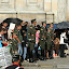 The waiting crowd and armed guards...