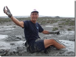 Phil after just falling in a mud volcano
