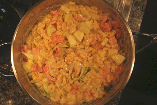 Add the cooked pasta and toss to coat.