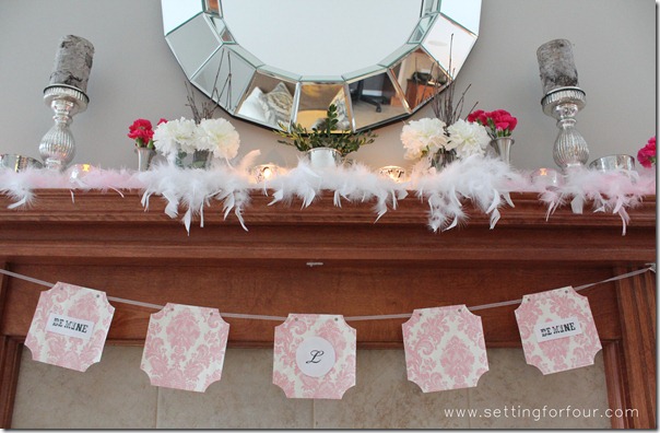 How to decorate a Beautiful Mantle for Valentine's Day from Setting for Four.  See how to here! http://www.settingforfour.com/2013/02/how-to-decorate-mantle-for-valentines.html  #mantle #valentine #diy #decor