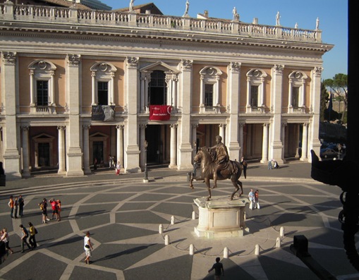 The-capitoline-museums-are-contained-in-three-palazzi-surrounding-a-central-trapezoidal-piazza-del-campidoglio-in-a-plan-conceived-by-Michelangelo-Buonarroti-in-1536