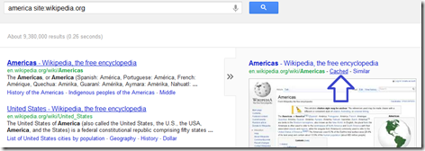 site-search-wikipedia-through-google-cache-view-content