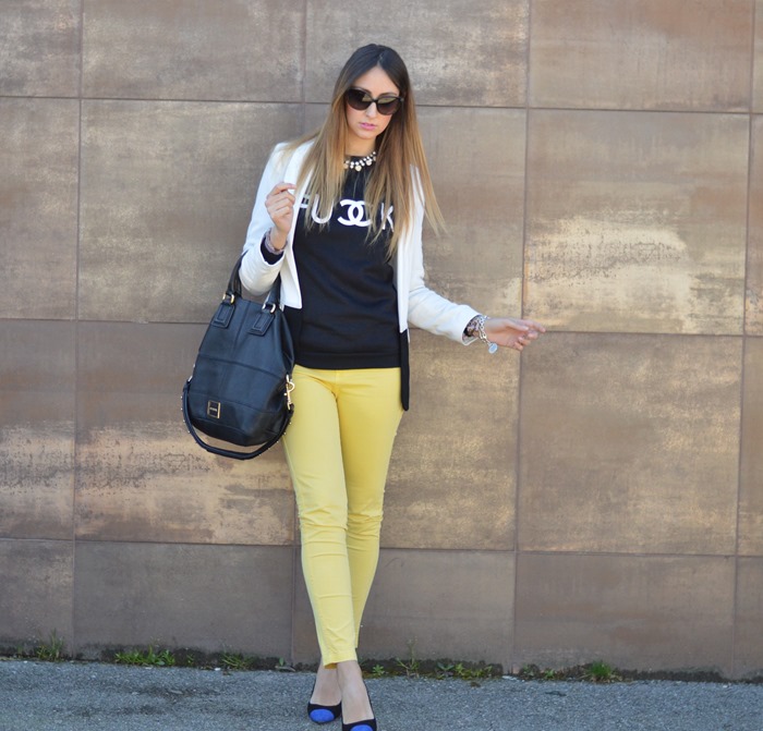 Sheinside, Sheinside fuck sweatshirt, Mango, Mango pants, Givenchy bag, H&M necklace, Zara shoes, Zara heels, fashion blogger, fashion blogger italiane, elisa taviti blog, my fantabulous world