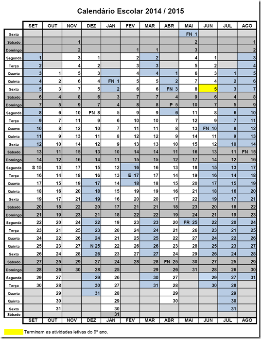Calendário Escolar Açores