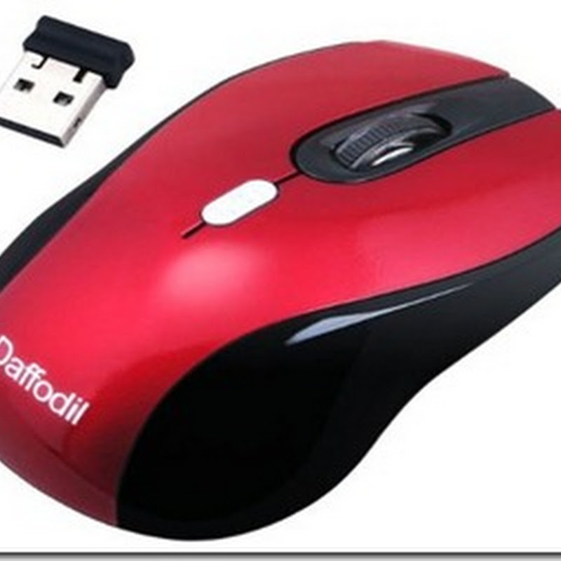 Daffodil WMS335R Souris Optique Sans Fil / Wireless Mouse - Souris d'Ordinateur avec 4 Boutons, Molette et DPI (PPP) Réglable (Max : 2000) - Pour Laptop / Notebook / Desktop - Compatible avec Microsoft Windows (7 / XP / Vista) et Apple Mac (OS X +) - Alimentée par 1 Pile AA (incluse) - Rouge de Daffodil