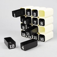 Desk case with drawers numbered 1 to 16