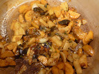 Once the paprika is added, it's cooked for a minute to bring out the rich flavor.