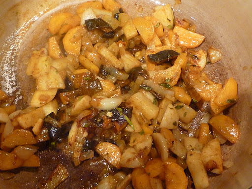 Once the paprika is added, it's cooked for a minute to bring out the rich flavor.