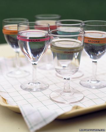 A simple and easy way to label glasses during a cocktail hour or after your Thanksgiving feast -- it will also help you from doing more dishes and running out of drinking glasses. A simple and easy way to label glasses during a cocktail hour or after your Thanksgiving feast -- it will also help you from doing more dishes and running out of drinking glasses.