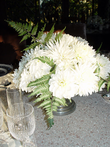 One of the many types of dahlias I'm lucky enough to use, in a painted urn.