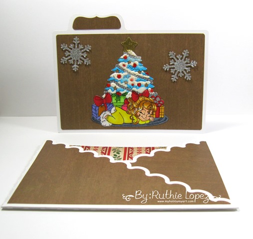 Inky Impressions. Waiting for Santa. Merry Chritsmas. Doble cross card. Ruthie Lopez. 1