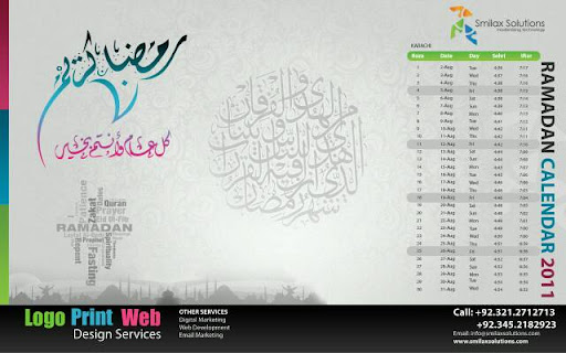  Shaikh Online Ramadan Calender 2011 For Karachi Lahore Islamabad
