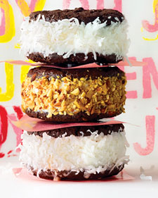 Coconut and Almond Ice Cream Sandwiches.
(marthastewart.com/284893/coconut-and-almond-ice-cream-sandwiches)