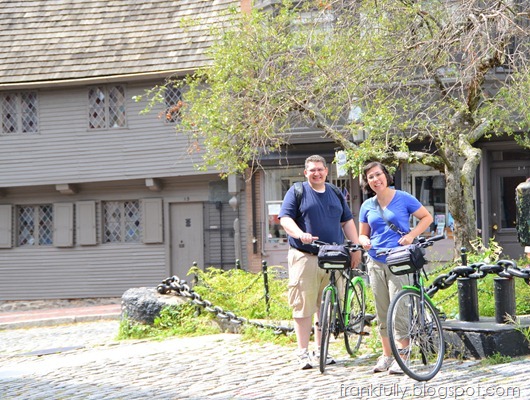Brandon and Victoria and bikes at Paul Revere's house