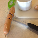 Cut around the skewer