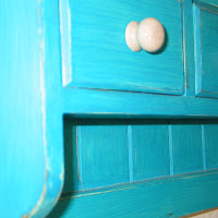 Detail of Pine wall shelf with 3 drawers