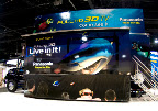 One of the Full HD 3D trucks on display, fully deployed for people to enjoy Panasonic's amazing Full HD 3D technology.