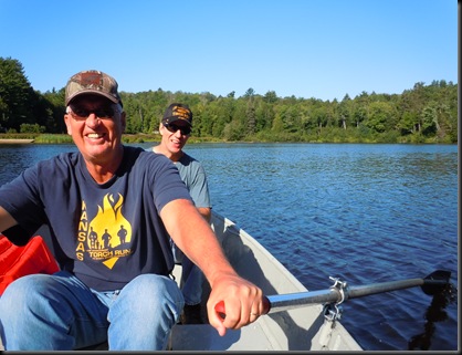 rowing to the island at lower Tahquamenon Falls