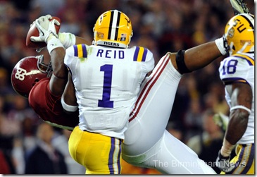 Williams reception Bama LSU clearly possesses ball begins fall