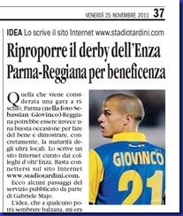 PAZZA IDEA DERBY BENEFICO / LA STAMPA REGGIANA ACCOGLIE CON CURIOSITA' LA  PROPOSTA DI STADIOTARDINI.COM » Stadio Ennio Tardini Parma