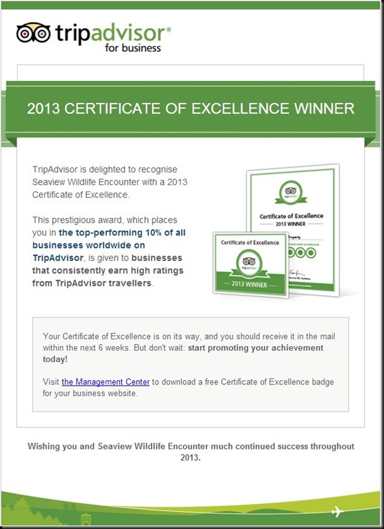 Trip advisor certificate 2013