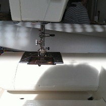sewing with the sun on my back @ sewing guild meet